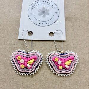 Handmade Beaded Butterfly Earrings